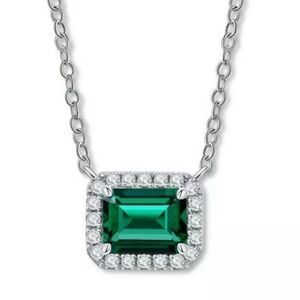 The Primavera 925 silver 18” Emerald green pendant necklace